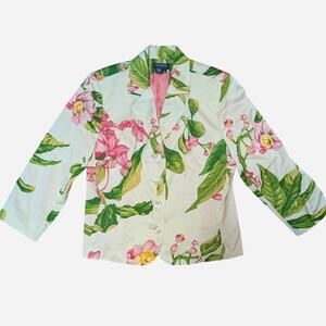 Vintage 1990s Giuliana Juliani floral blazer jacket size 10 botanical print